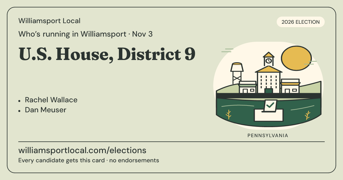 U.S. House, District 9, November 3, 2026 — Williamsport Local race card